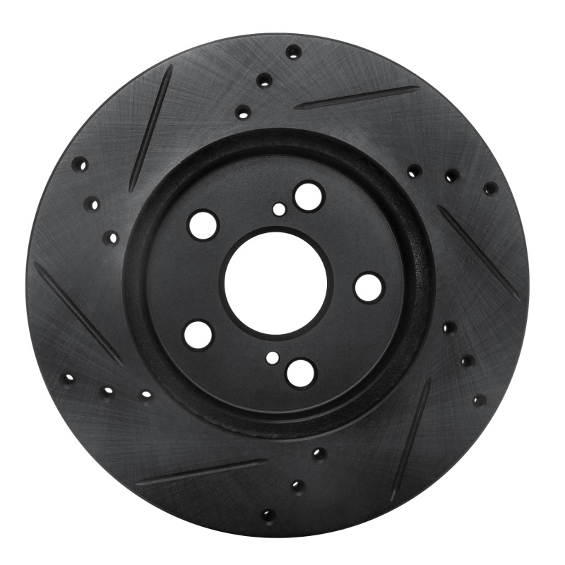 Toyota Corolla Brake Rotor (1) - Front Right - R1 Concepts - Drilled & Slotted - Black - `16-`22